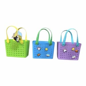 Easter Mini Tote Baskets with Charms Set of 3